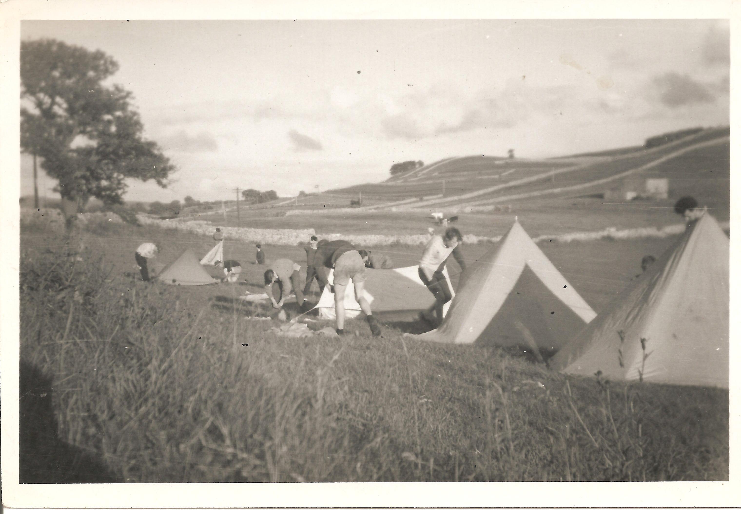 Tents in playing field